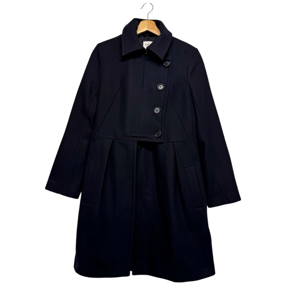 NICOLE FARHI Wool Trench Coat Navy 10 - Picture 1 of 10